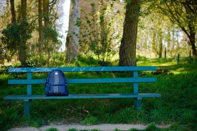 Empty bench in park