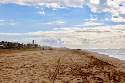 Scenic view of beach against sky