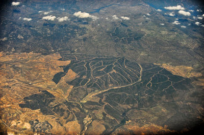 High angle view of river flowing through land