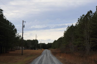 Road amidst trees against sky