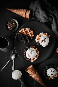 Directly above shot of dessert on table