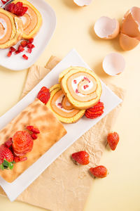 High angle view of cake on plate