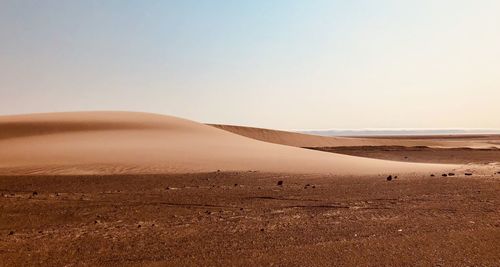 Scenic view of desert against clear sky