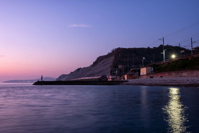 Scenic view of sea against sky at sunset