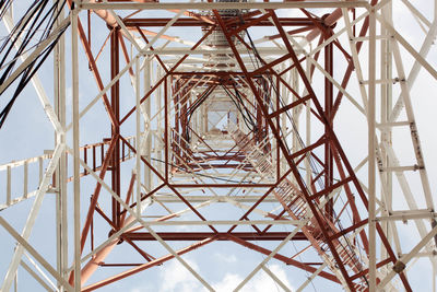 Directly below shot of metallic structure against sky