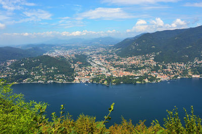 Aerial view of city at waterfront