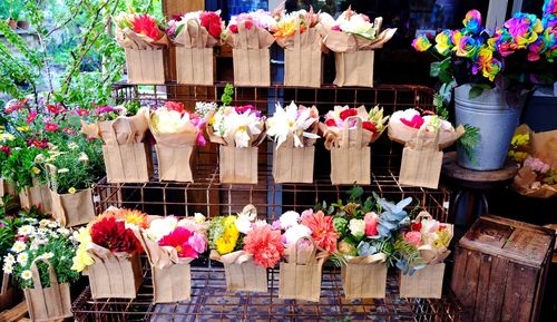 Multi colored flowers at market