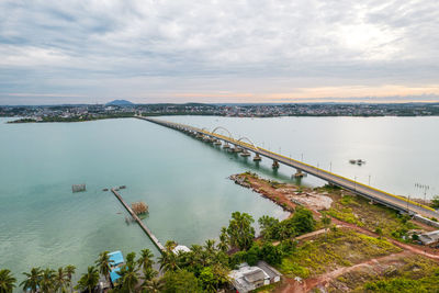 High angle view of sea against sky