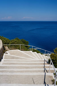 Scenic view of sea against blue sky