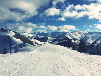 Scenic view of mountains against sky