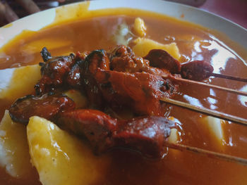 High angle view of food in bowl