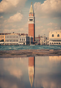 Reflection of buildings in water