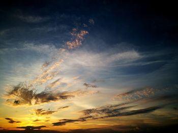 Low angle view of sky during sunset
