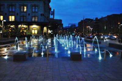 City lit up at night