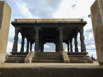 Low angle view of historic temple against sky