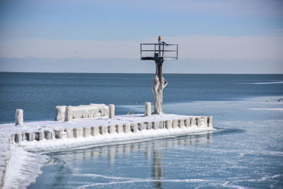 Icy chicago winter on lake michigan