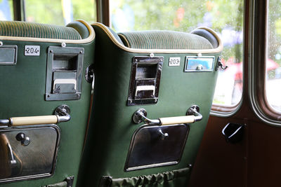 Seats of vintage bus