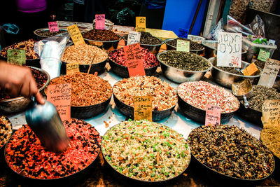 Various vegetables for sale at market stall