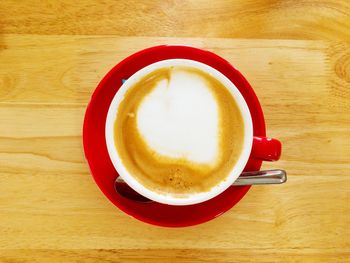 High angle view of coffee on table