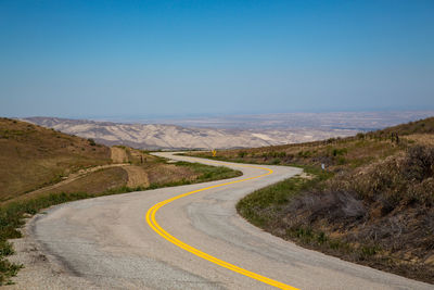 Scenic view of road against clear sky