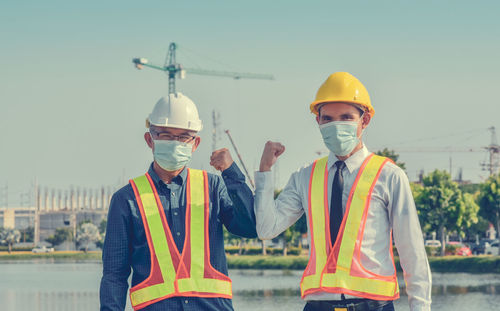 People working at construction site