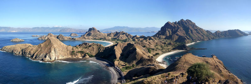 Panoramic view of rock formations in sea