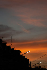 Low angle view of silhouette buildings against sky during sunset