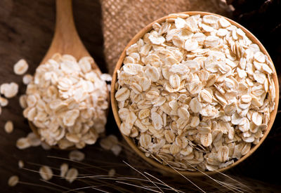 High angle view of bread in container on table