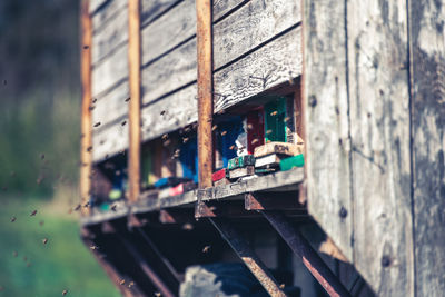 Close-up of abandoned building