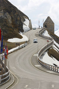 High angle view of car on road