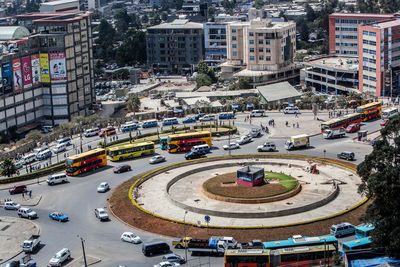 High angle view of traffic on road