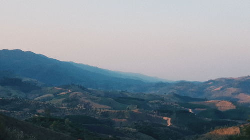 Scenic view of mountains against clear sky