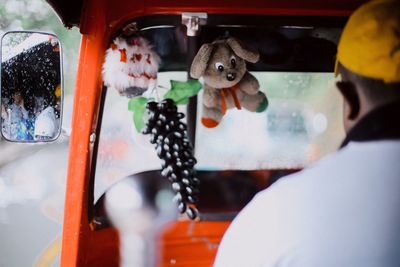 Close-up of man driving rickshaw