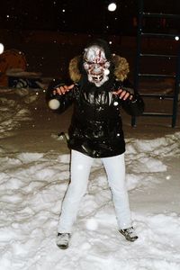 Portrait of a girl in snow