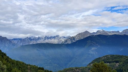 Scenic view of mountains against sky