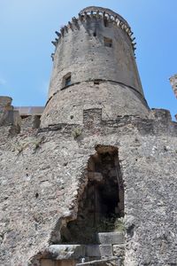 Low angle view of old building against sky