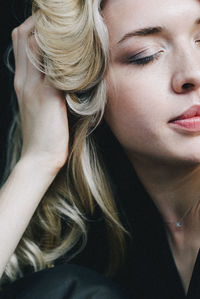 Close-up portrait of a beautiful young woman