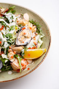 Directly above shot of meal served in bowl