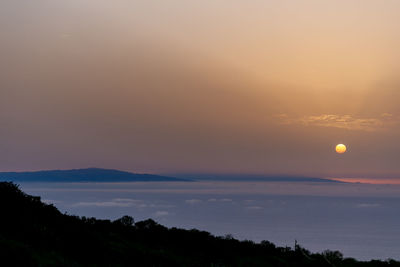 Scenic view of silhouette landscape against sky during sunset