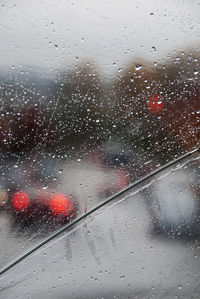 Close-up of wet window in rainy season