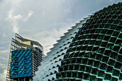 Low angle view of skyscrapers against sky