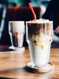 Close-up of drink in glass on table