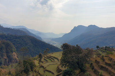 Scenic view of mountains against sky