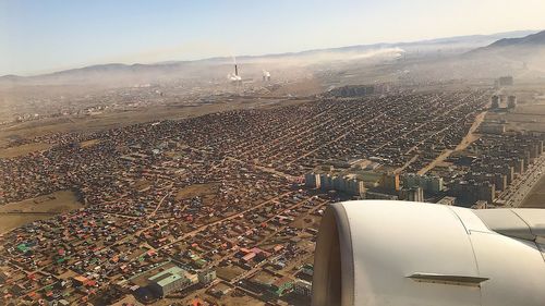 High angle view of cityscape against sky