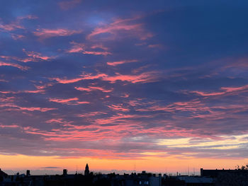 Silhouette buildings against sky during sunset