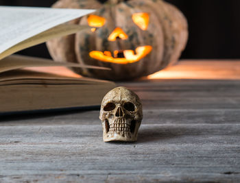 Close-up of pumpkin on table