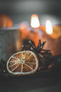 Close-up of orange fruit on table