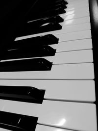 High angle view of piano keys