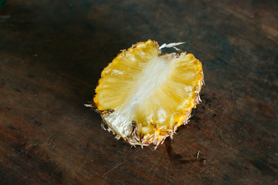 High angle view of lemon on table