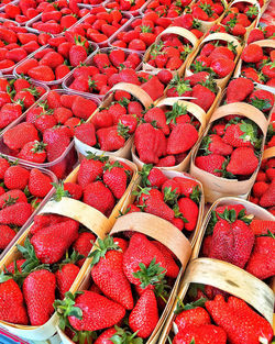 Full frame shot of strawberries in market